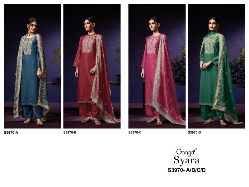 Ganga Syara 3970 Wool Pashmina Printed Embroidery Salwar Kameez