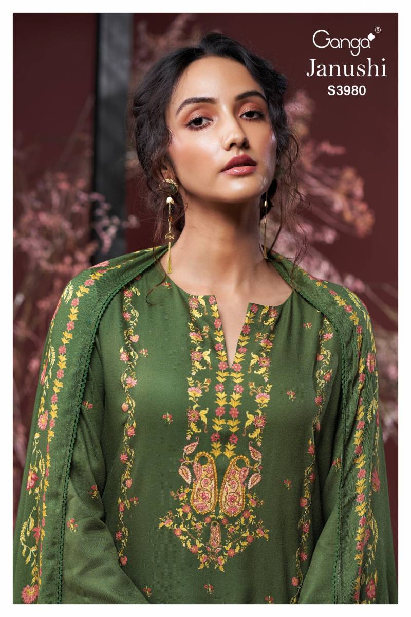 Ganga Janushi 3980 Wool Pashmina Printed Handwork Salwar Kameez