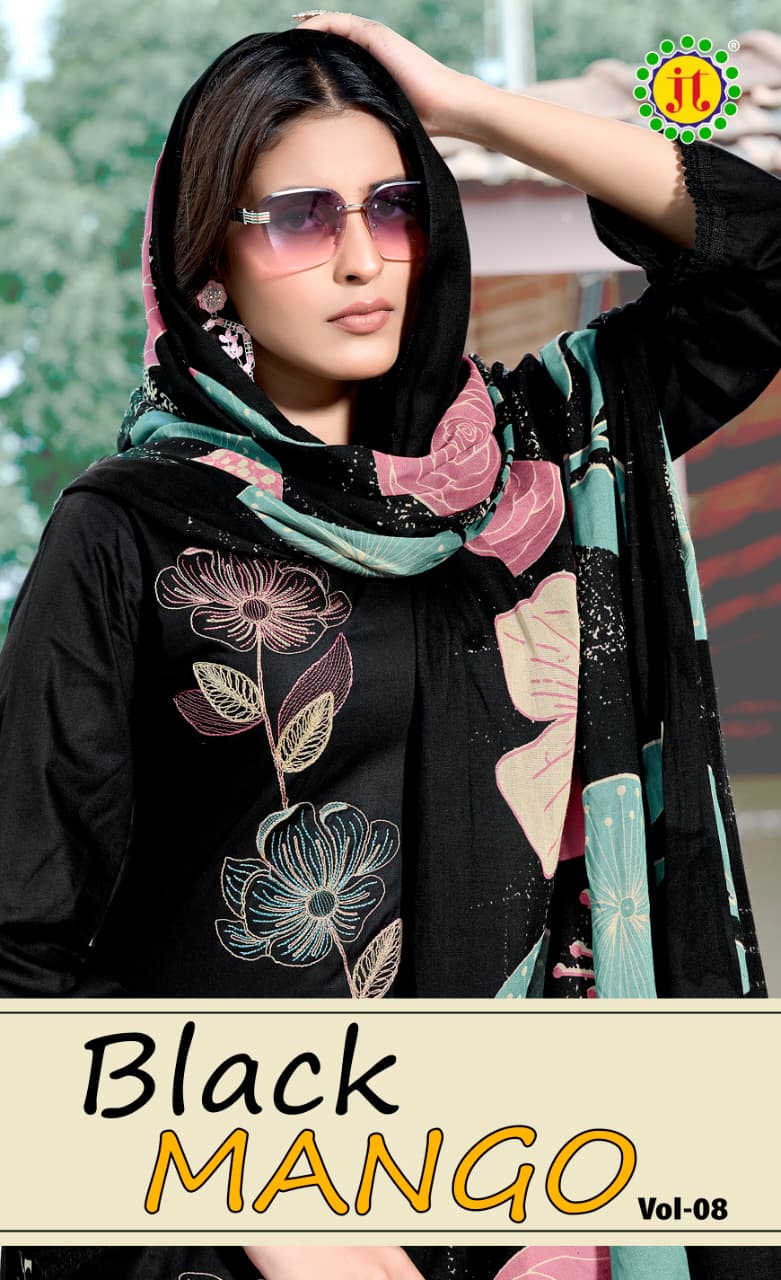 Jt Black Mango Vol 8 Rayon Coding Work Dress Material Collection