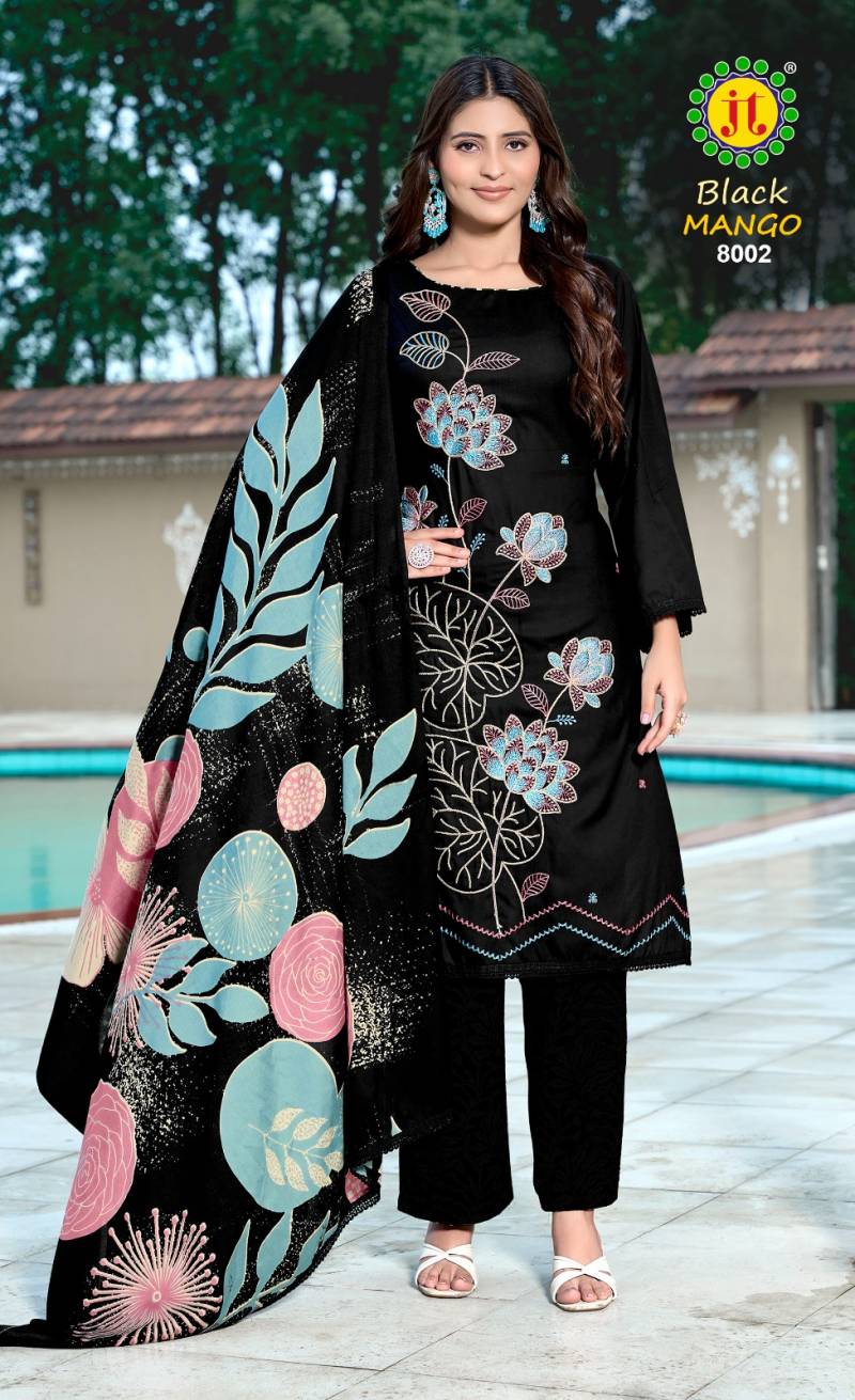 Jt Black Mango Vol 8 Rayon Coding Work Dress Material Collection