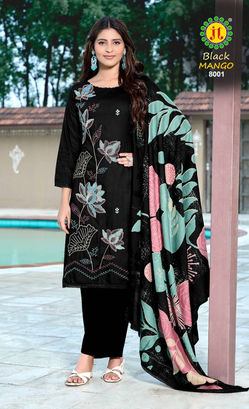 Jt Black Mango Vol 8 Rayon Coding Work Dress Material Collection