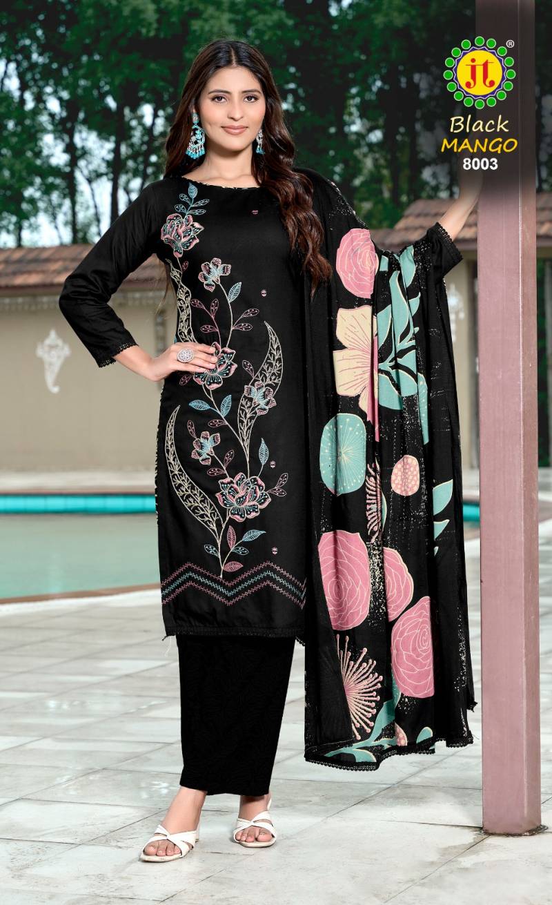 Jt Black Mango Vol 8 Rayon Coding Work Dress Material Collection
