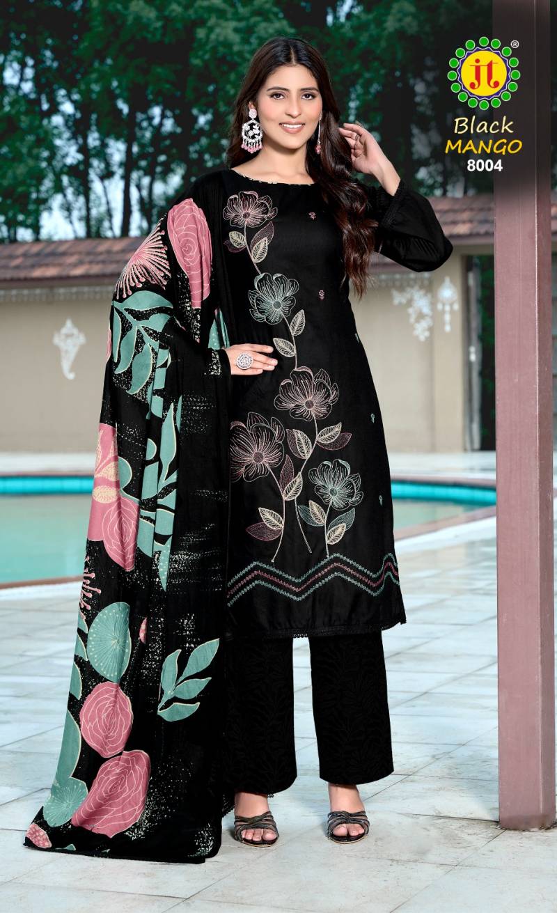 Jt Black Mango Vol 8 Rayon Coding Work Dress Material Collection