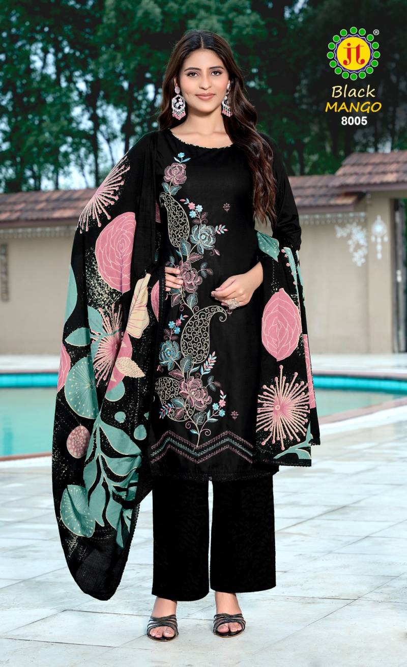 Jt Black Mango Vol 8 Rayon Coding Work Dress Material Collection