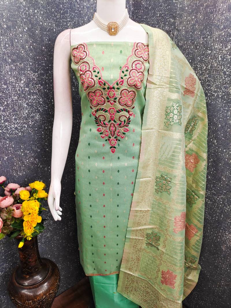 Cp 9117 Shimmer Butti Jacquard Punjabi Dress Material