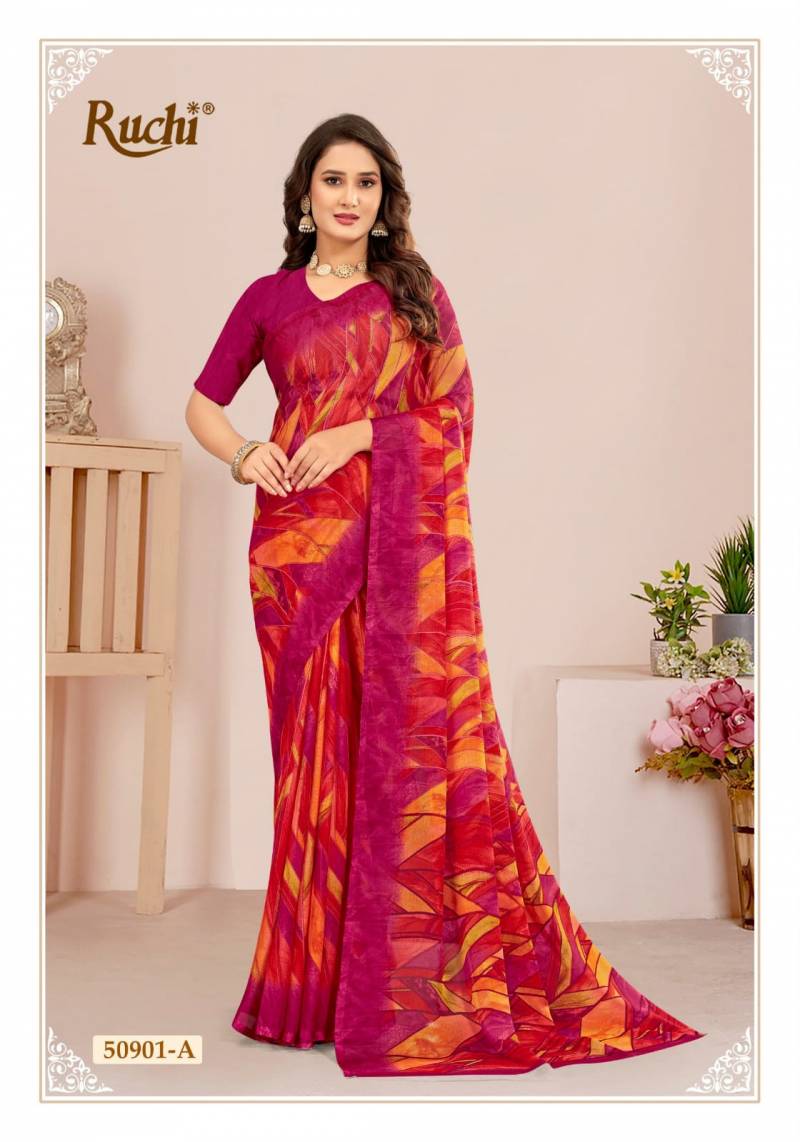 Ruchi Star Chiffon 124 Chiffon Casual Wear Saree Collection