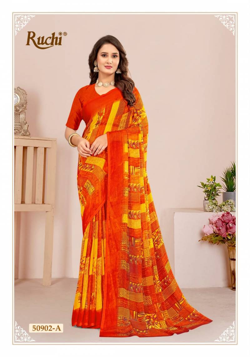 Ruchi Star Chiffon 124 Chiffon Casual Wear Saree Collection