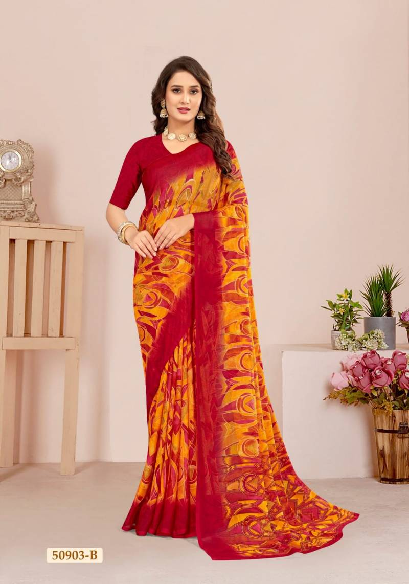 Ruchi Star Chiffon 124 Chiffon Casual Wear Saree Collection