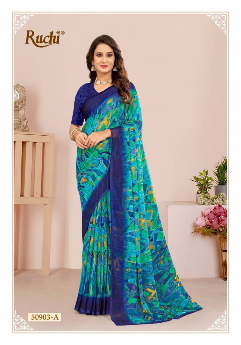 Ruchi Star Chiffon 124 Chiffon Casual Wear Saree Collection