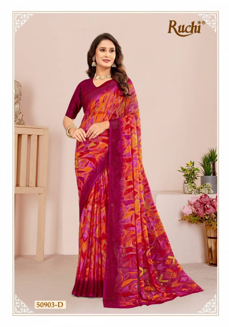 Ruchi Star Chiffon 124 Chiffon Casual Wear Saree Collection