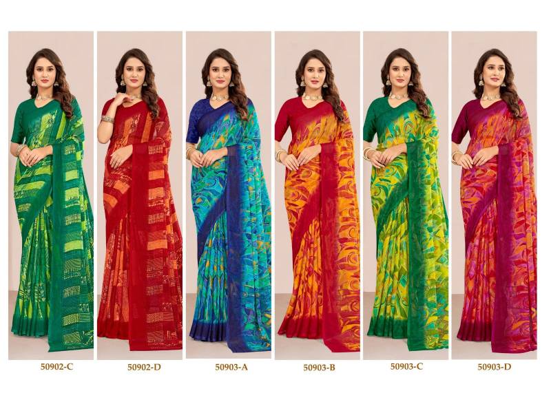 Ruchi Star Chiffon 124 Chiffon Casual Wear Saree Collection