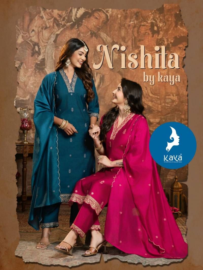 Kaya Nishita Vertican Festival Wear Kurti Pant And Dupatta Collection