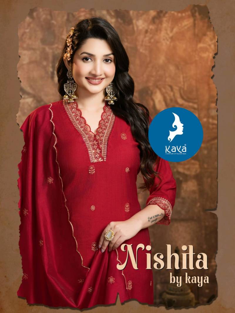 Kaya Nishita Vertican Festival Wear Kurti Pant And Dupatta Collection