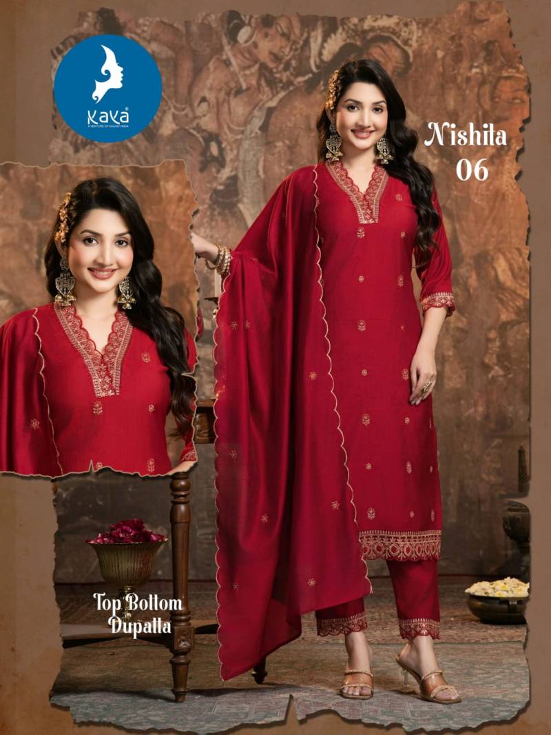 Kaya Nishita Vertican Festival Wear Kurti Pant And Dupatta Collection