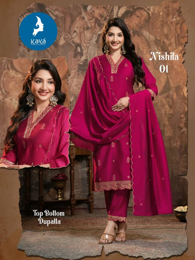 Kaya Nishita Vertican Festival Wear Kurti Pant And Dupatta Collection