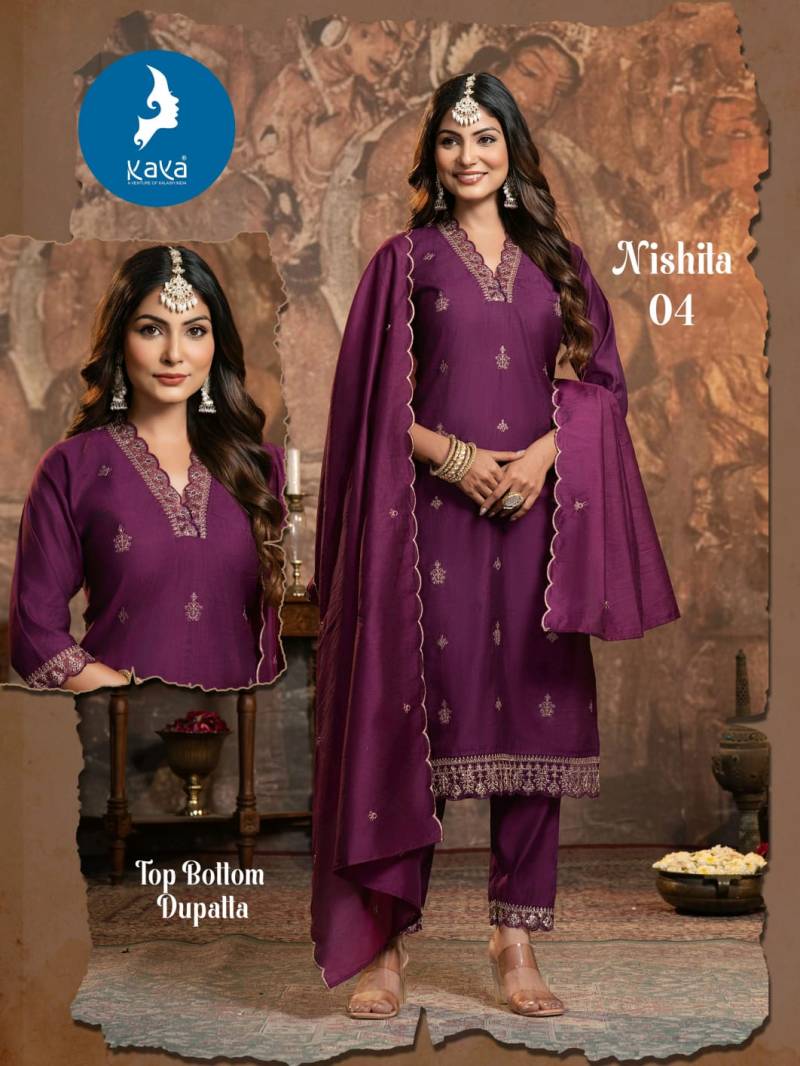 Kaya Nishita Vertican Festival Wear Kurti Pant And Dupatta Collection