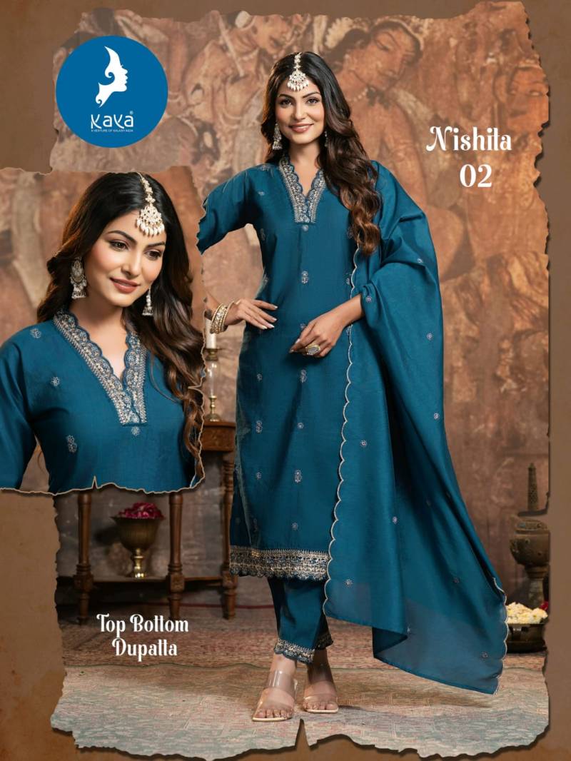 Kaya Nishita Vertican Festival Wear Kurti Pant And Dupatta Collection