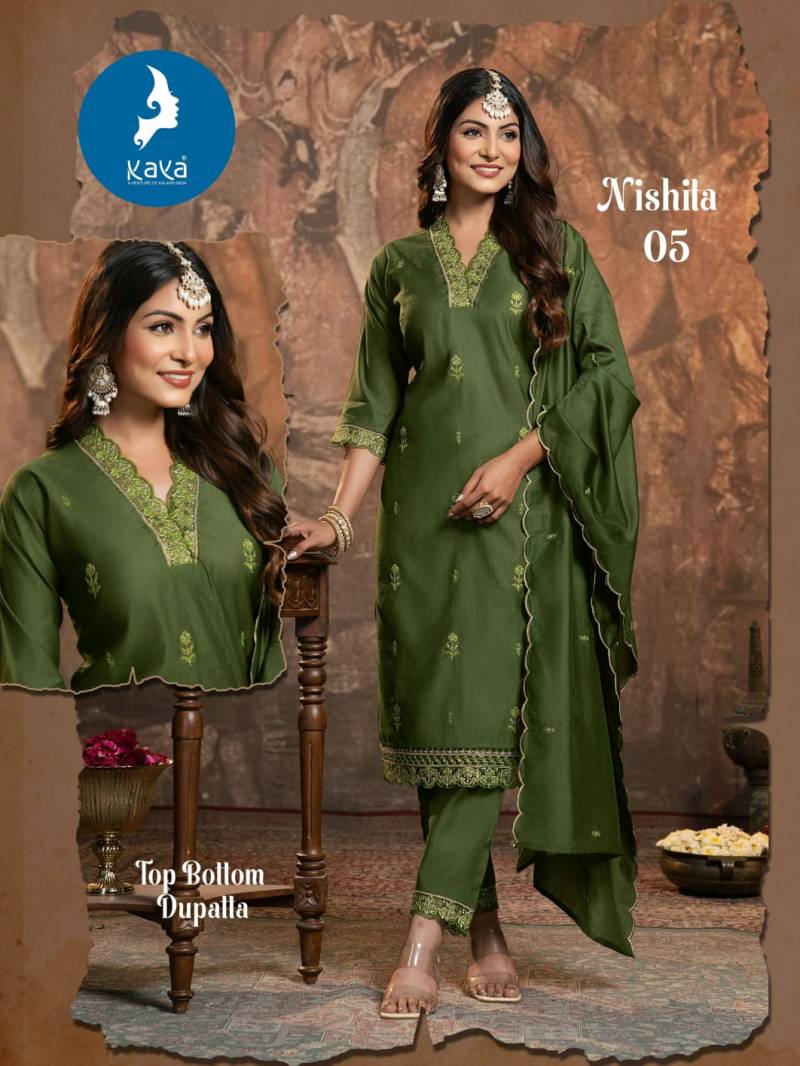 Kaya Nishita Vertican Festival Wear Kurti Pant And Dupatta Collection