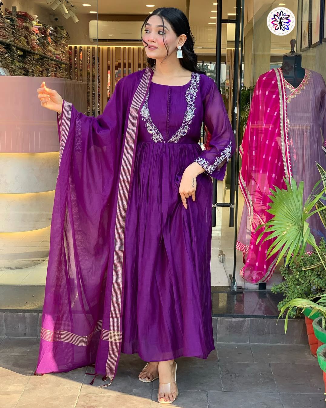 Lekha KL 5129 D Chinon Embroidery Kurti Bottom With Dupatta