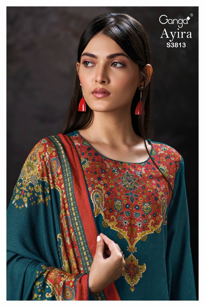 Ganga Ayira 3813 Wool Pashmina Jacquard Printed Salwar Kameez