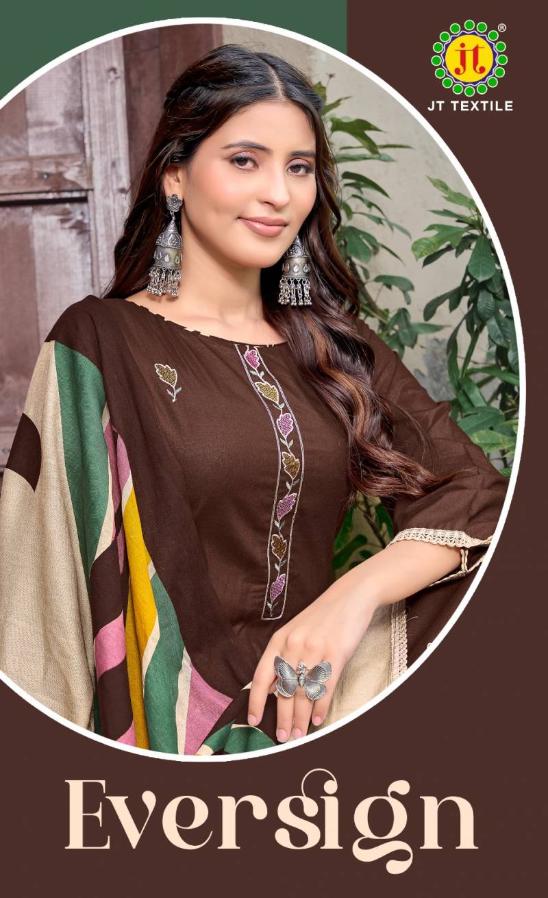Jt Eversign Rayon Fabric With Coding Work Dress Material Collection