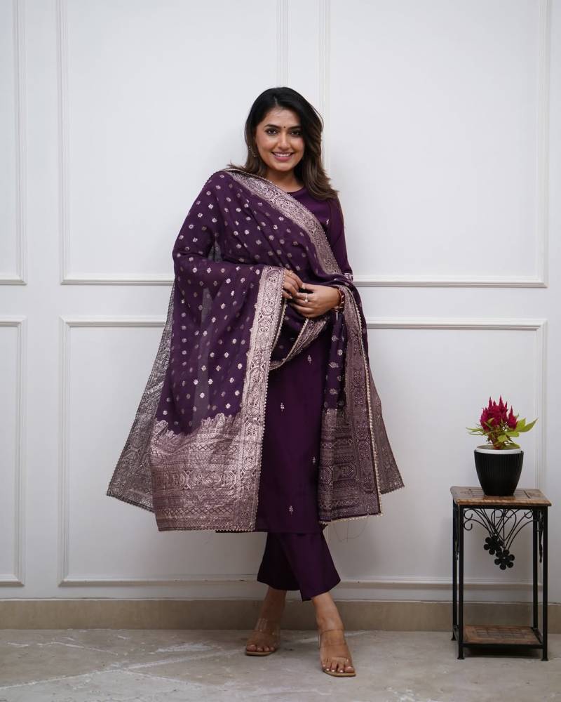 Swati 01 Chanderi Cotton Embroidered Kurti Set Collection