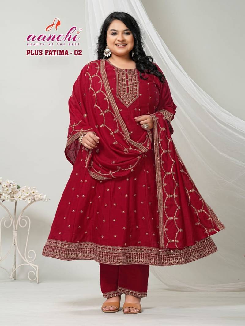 Aanchi Plus Fatima Vichitra Silk Kurti Pant And Dupatta Collection
