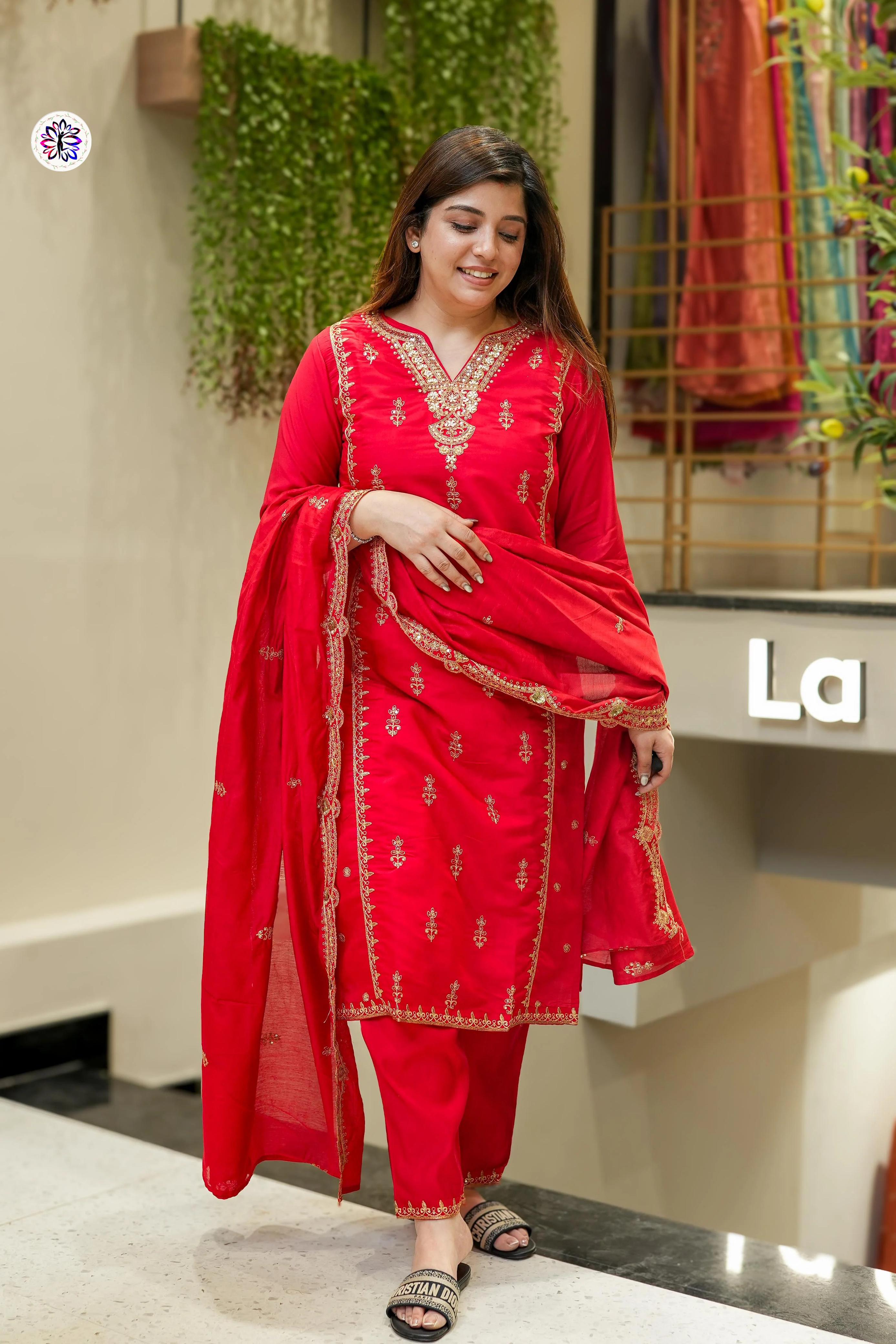 Lekha KL 4074 Chanderi Silk Embroidery Kurti Bottom With Dupatta