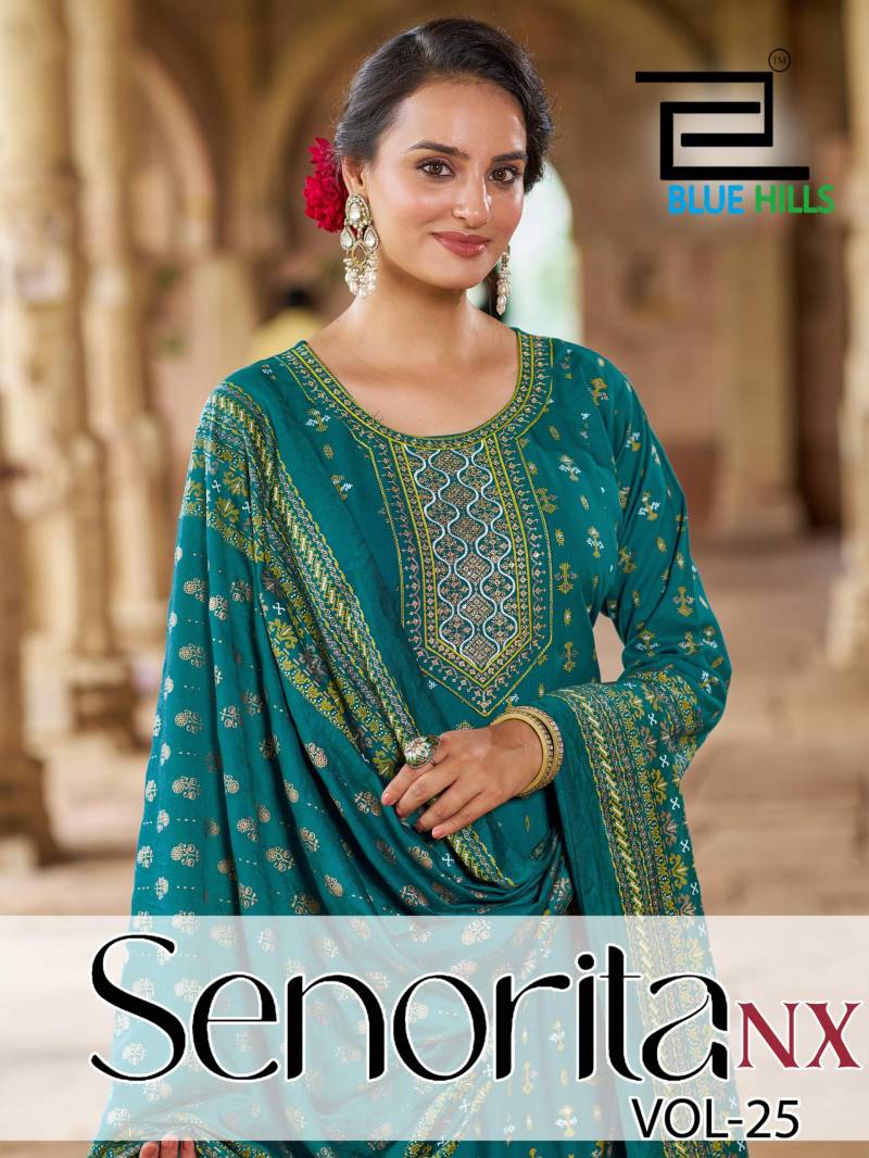 Blue Hills Senorita Vol 25 Nx Rayon Foil Print Anarkali Gown Collection