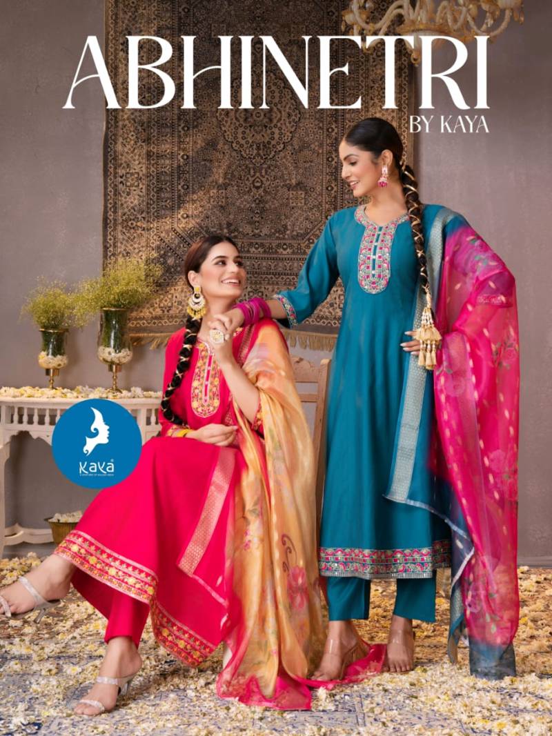 Kaya Abhinetri Vertican Casual Wear Kurti Pant And Dupatta Collection