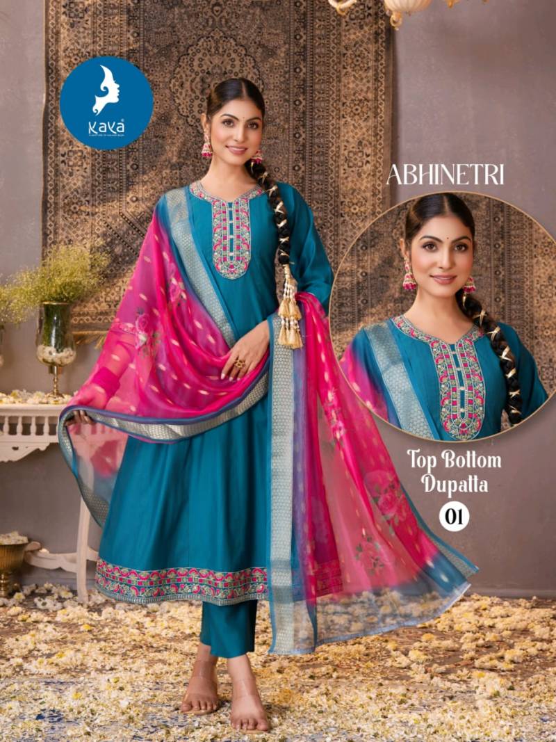 Kaya Abhinetri Vertican Casual Wear Kurti Pant And Dupatta Collection
