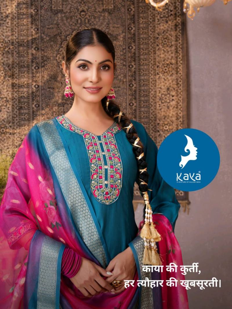 Kaya Abhinetri Vertican Casual Wear Kurti Pant And Dupatta Collection