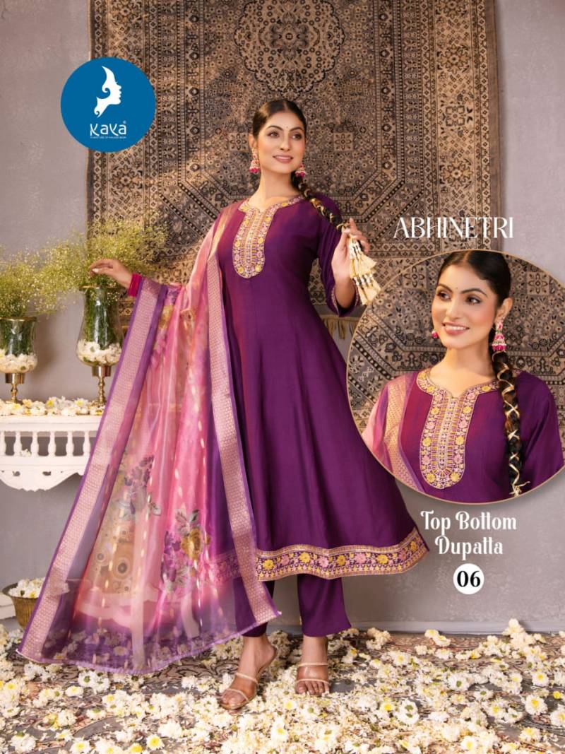 Kaya Abhinetri Vertican Casual Wear Kurti Pant And Dupatta Collection