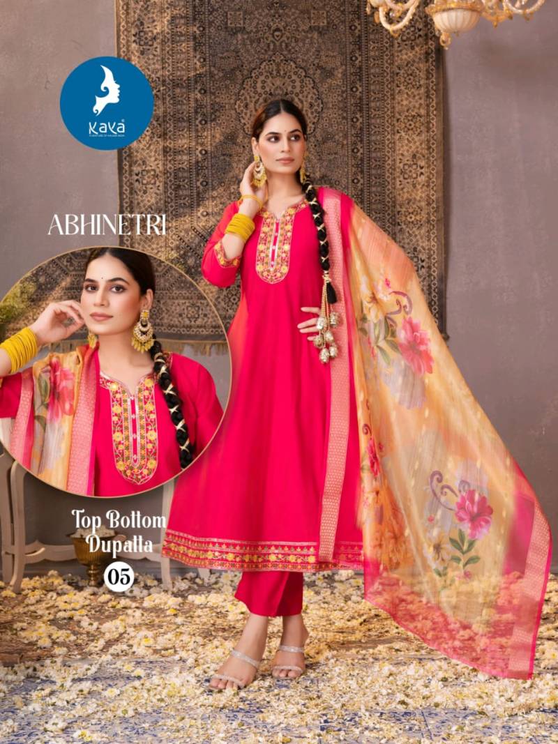 Kaya Abhinetri Vertican Casual Wear Kurti Pant And Dupatta Collection