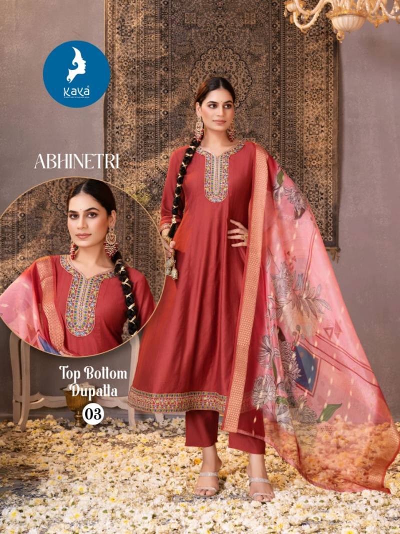 Kaya Abhinetri Vertican Casual Wear Kurti Pant And Dupatta Collection