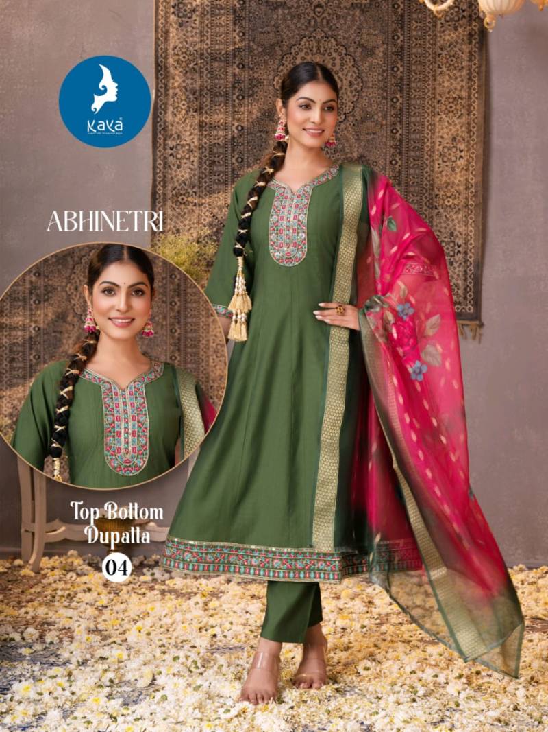 Kaya Abhinetri Vertican Casual Wear Kurti Pant And Dupatta Collection