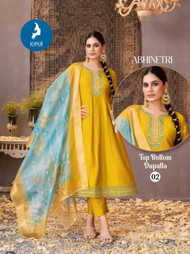 Kaya Abhinetri Vertican Casual Wear Kurti Pant And Dupatta Collection