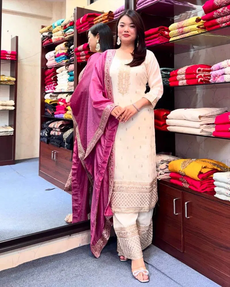Ruhi R 5140 Chinon Silk Embroidered Kurti Set Festival Collection