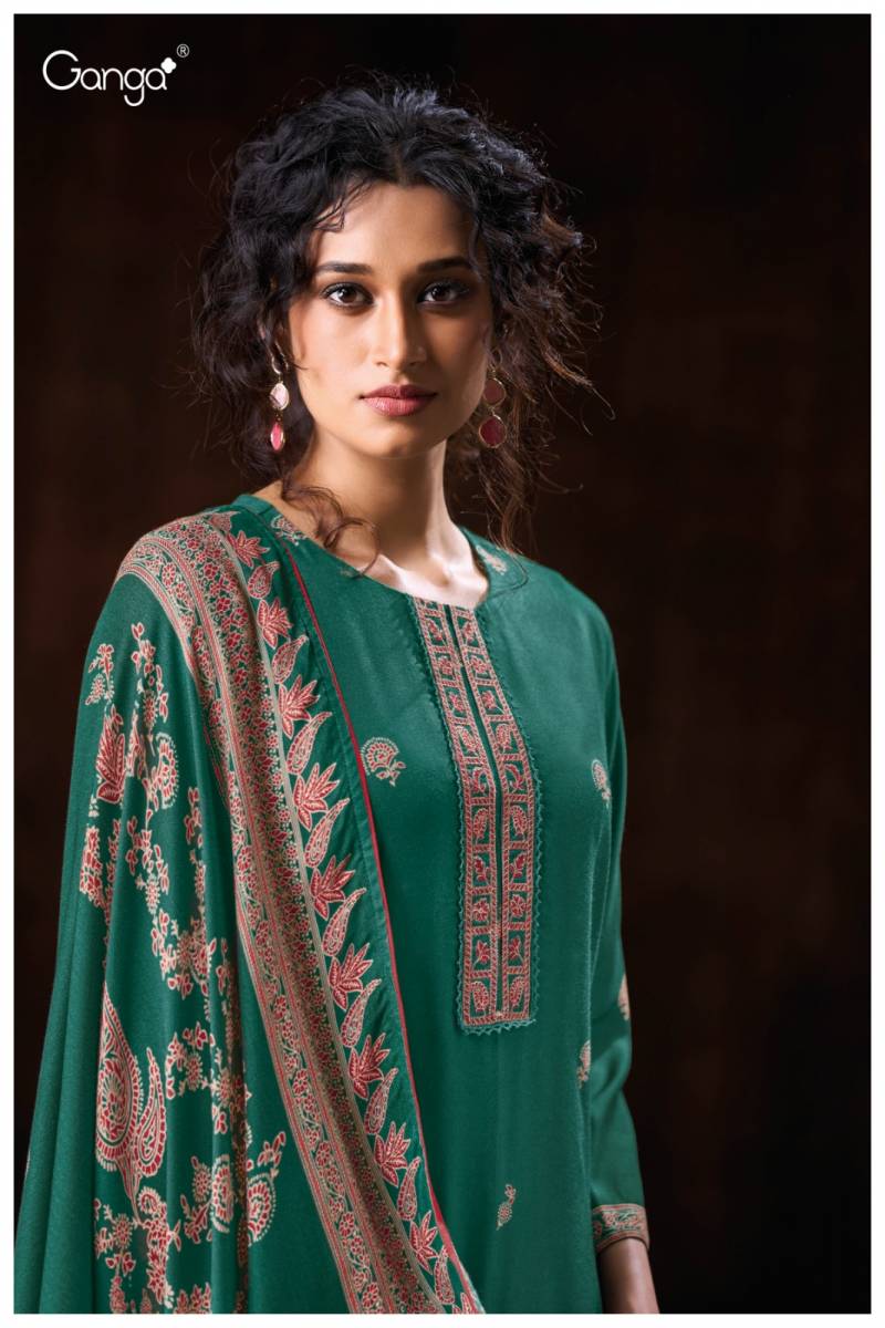 Ganga Idris 3717 Wool Pashmina Embroidery Work Salwar Kameez