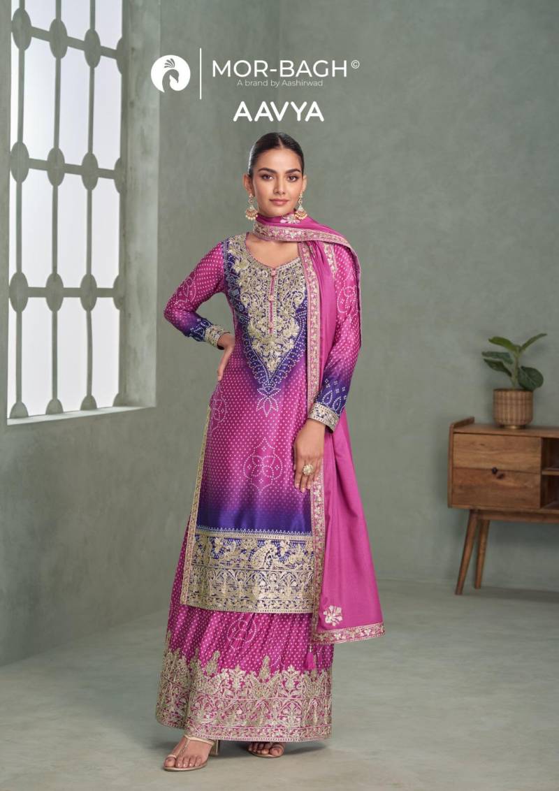Aashirwad Mor Bagh Aavya Chinon Silk And Work Designer Salwar Suits