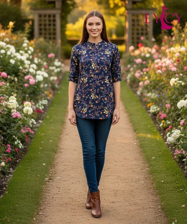 Lekha Lycy Flower vol 2 Rayon Fancy Top Tunic Collection