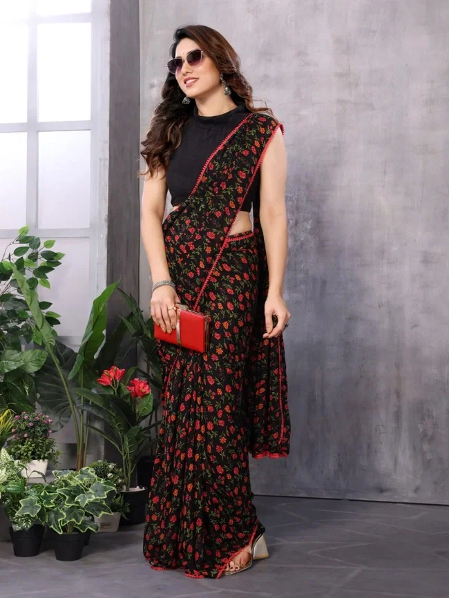 Csn Georgette Silk 3 Printed Redy to Wear Saree