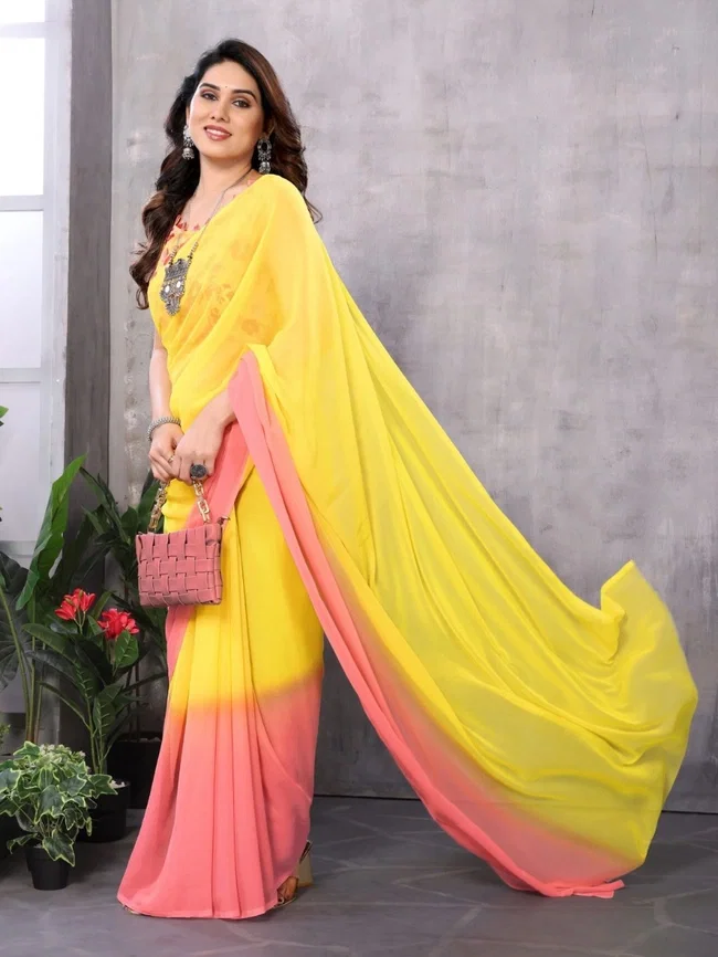 Csn Georgette Silk 3 Printed Redy to Wear Saree