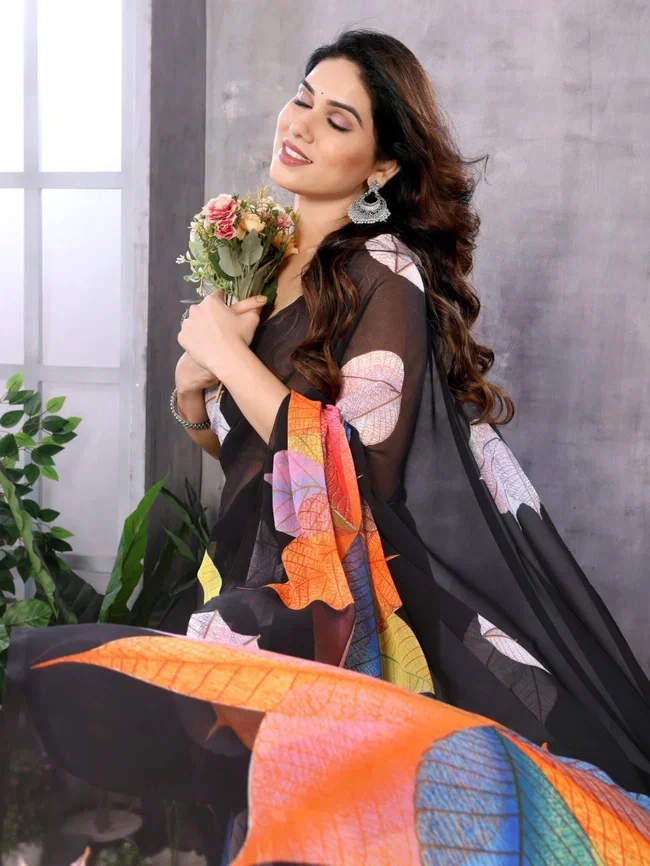 Csn Georgette Silk 3 Printed Redy to Wear Saree