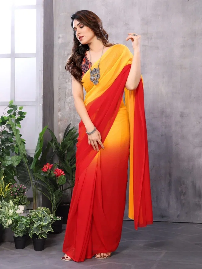 Csn Georgette Silk 3 Printed Redy to Wear Saree