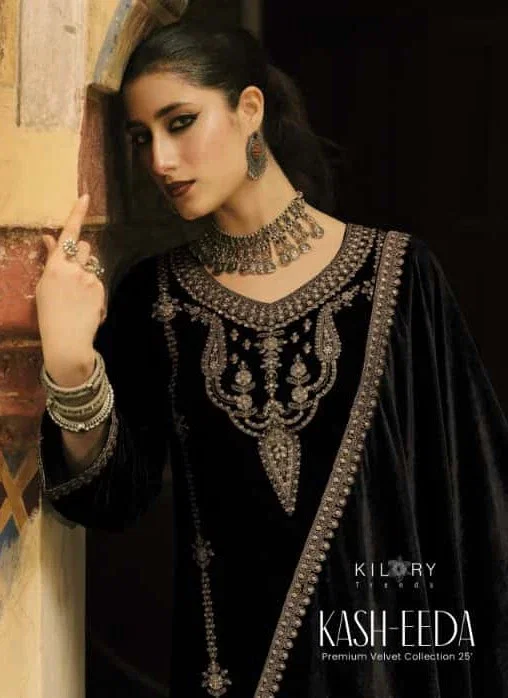 Kilory Kash Eeda Velvet Embroidery Work Salwar Kameez Collection