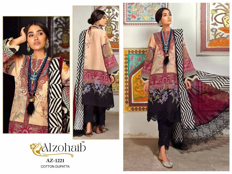 Alzohaib Az 1150 And 1221 Chiffon Dupatta Cotton Pakistani Salwar Suits