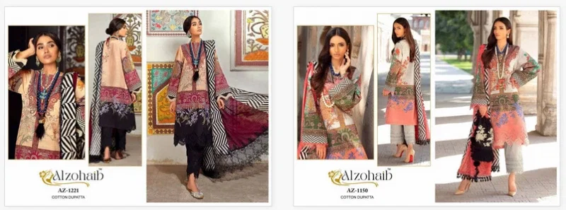Alzohaib Az 1150 And 1221 Cotton Dupatta Cotton Pakistani Salwar Suits