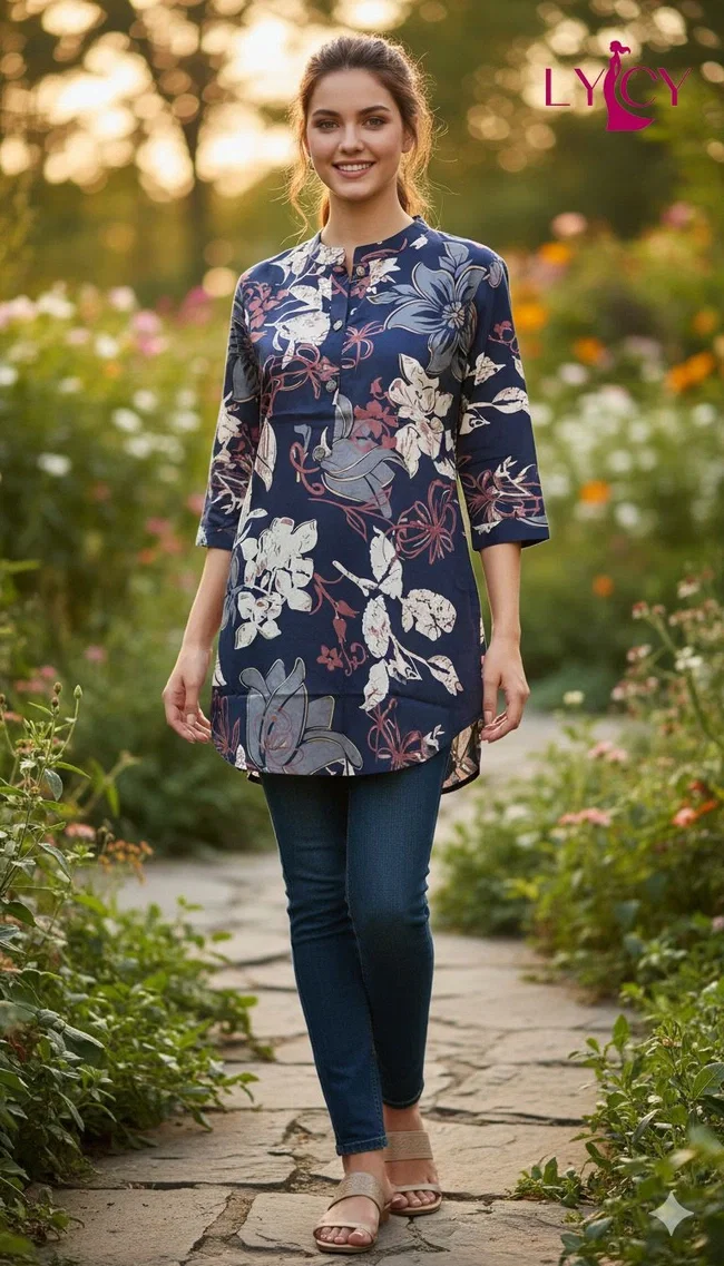 Lekha Lycy Flower Rayon Fancy Top Tunic Collection