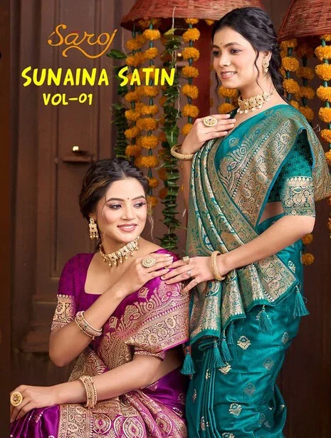 Saroj Sunaina Satin Vol 1 Traditional Satin Silk Saree Collection